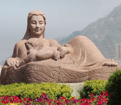 景区创意大理石浮雕母子雕塑