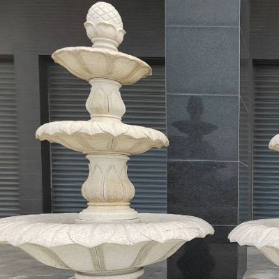 庭院汉白玉雕刻欧式三层流水水钵喷泉