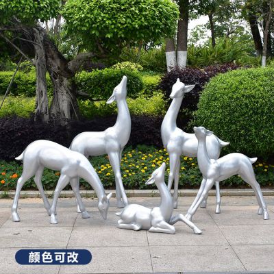 玻璃钢纯色梅花鹿雕塑，颜色可改