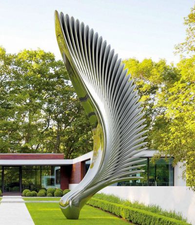 大型不锈钢创意翅膀雕塑酒店草地摆件
