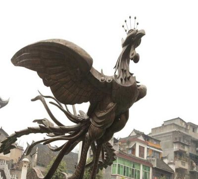 景区不锈钢飞翔的凤凰雕塑