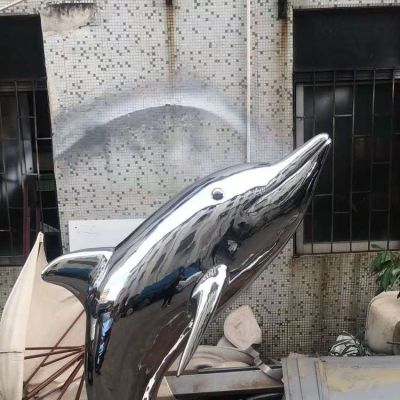 不锈钢镜面创意海豚雕塑