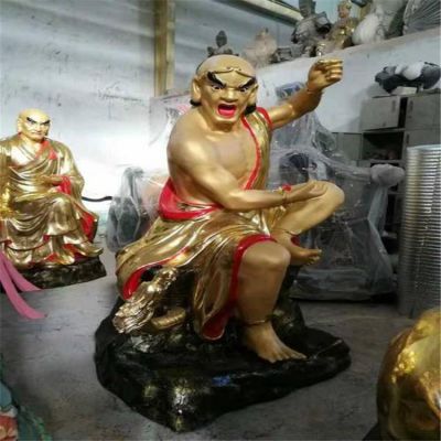 玻璃钢宗教寺庙漆金十八罗汉雕塑