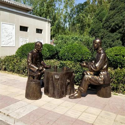民俗户外园林街道喝茶的人物景观情景小品雕塑