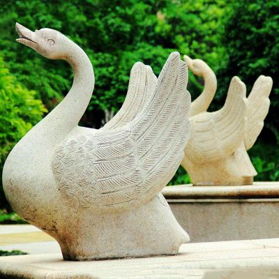 公园大理石飞翔企鹅雕塑