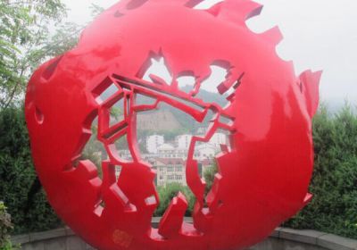 公园玻璃钢锻造镂空球雕塑