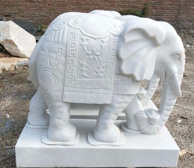 售楼部门口汉白玉石雕浮雕大象雕塑
