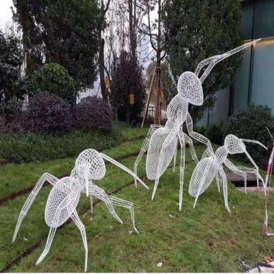 商业街 公园创意镂空不锈钢镜面蚂蚁雕塑