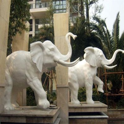 酒店门口大理石石雕大象雕塑