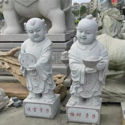 大理石石雕寺庙景观创意童子雕塑