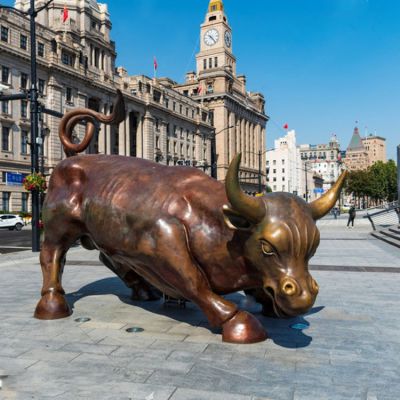 广场大型铜雕华尔街牛摆件