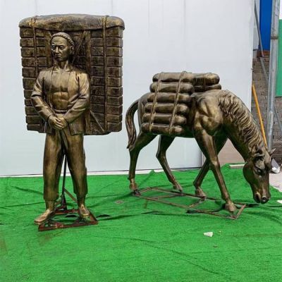 清远茶马古道主题雕塑 茶农商贩人物雕塑
