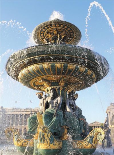 欧式西方人物彩绘漆金喷泉青铜雕塑