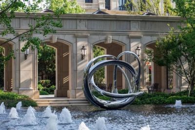创意不锈钢圆环抽象艺术景观雕塑小区水池摆件