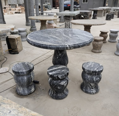 黑色大理石石雕圆桌
