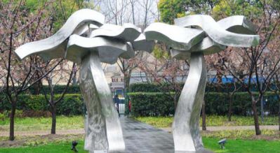 企业广场不锈钢抽象大树雕塑
