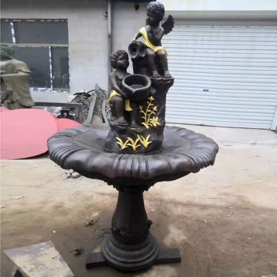 户外铜雕西方创意儿童喷泉雕塑