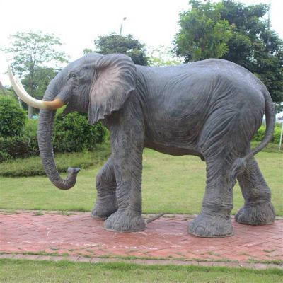玻璃钢仿真动物园林大型大象雕塑