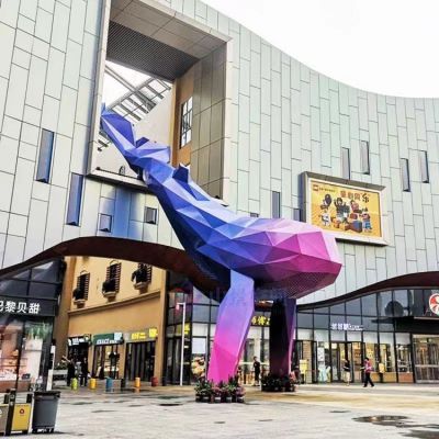 户外商场创意大型玻璃钢彩绘鲸鱼雕塑