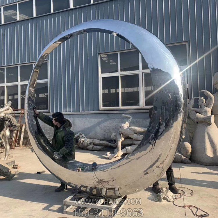 不锈钢镜面创意圆环摆件雕塑