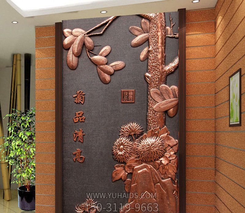 办公装饰壁画铜浮雕梅兰竹菊雕塑