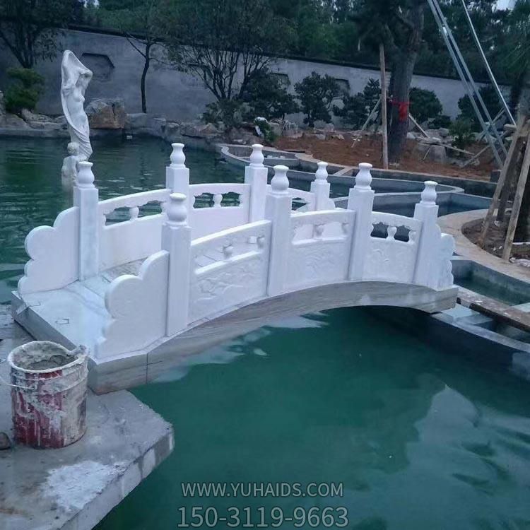 别墅室外水池造景装饰汉白玉小石拱桥雕塑