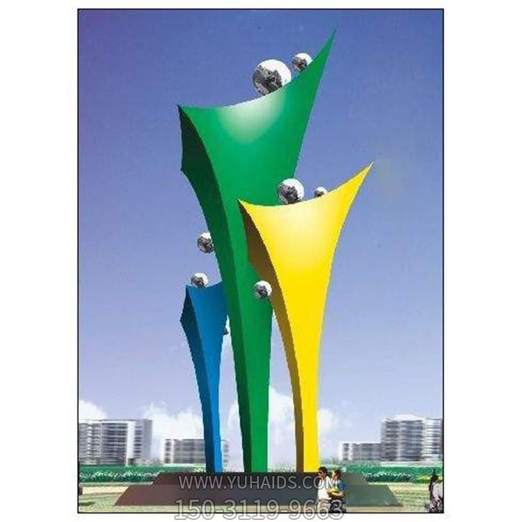 城市广场大型不锈钢抽象人物雕塑