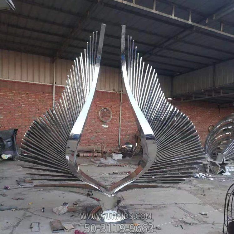 不锈钢户外园林抽象翅膀雕塑