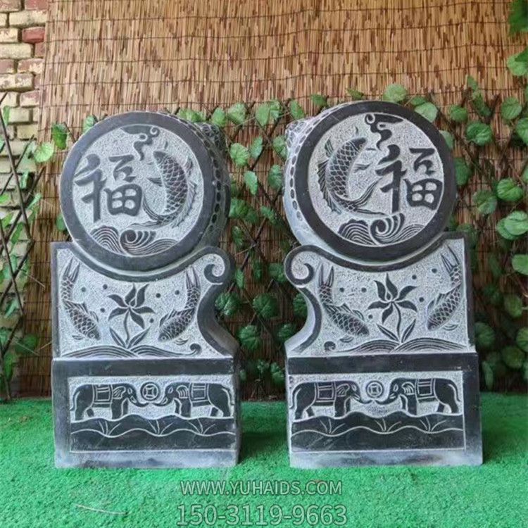 园林古建青石门墩抱鼓石雕塑