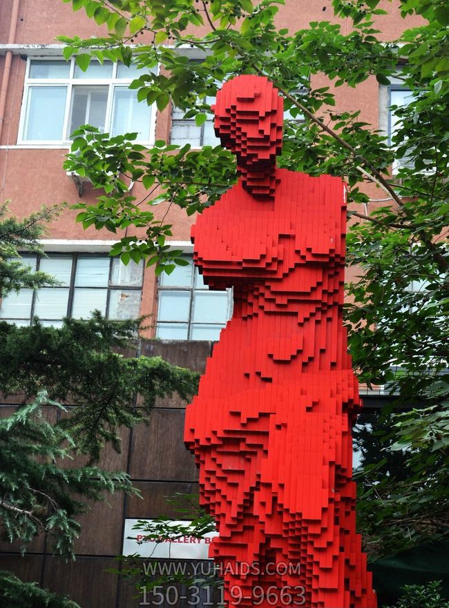 不锈钢抽象街边景观红色维纳斯雕塑
