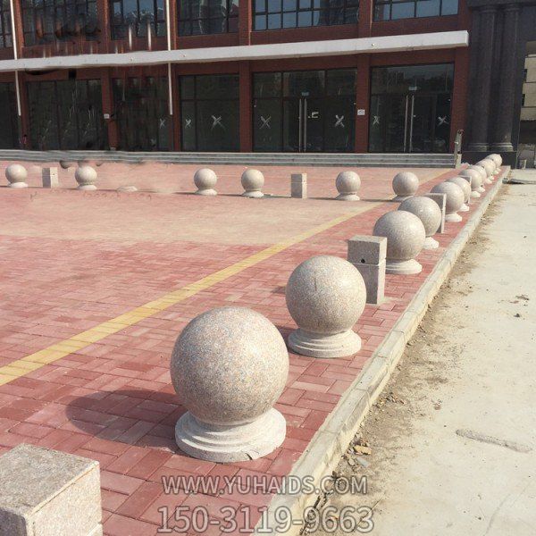 大理石材圆球路障石墩校园门口摆放石墩子雕塑