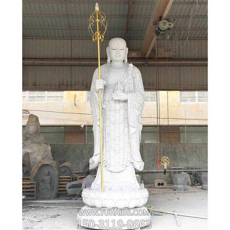 景区寺庙大型立式石材石雕地藏王雕塑