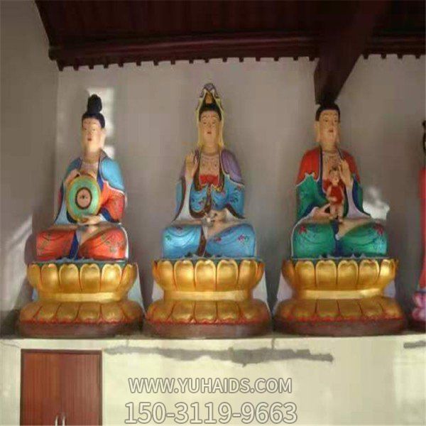 寺庙室内摆放大型铸铜观音菩萨佛像