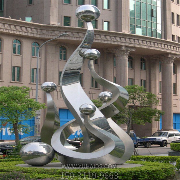 广场摆放不锈钢抽象圆球艺术造型景观雕塑