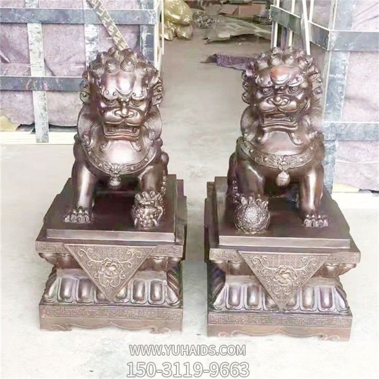 企业工厂门口大型铜雕狮子景观雕塑