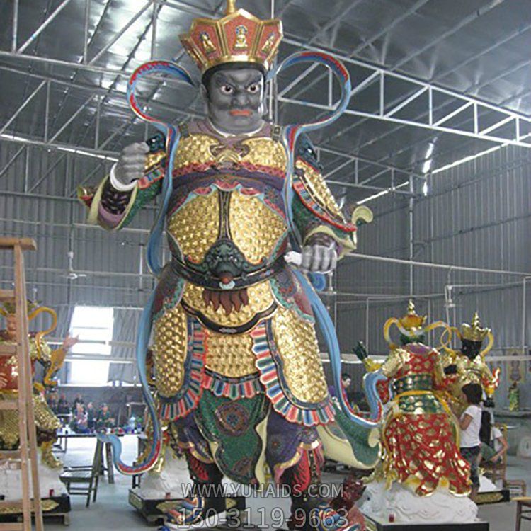 寺院摆放彩绘四大天王神像铜雕雕塑