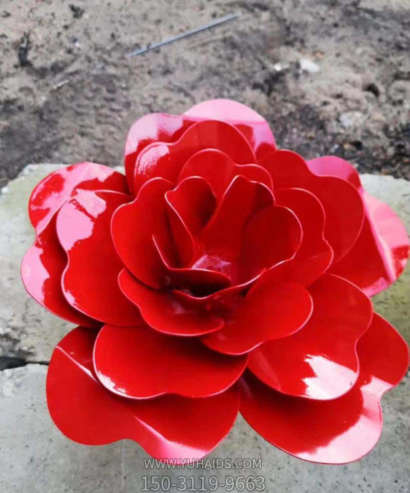 别墅小区玻璃钢树脂创意红色花朵雕塑