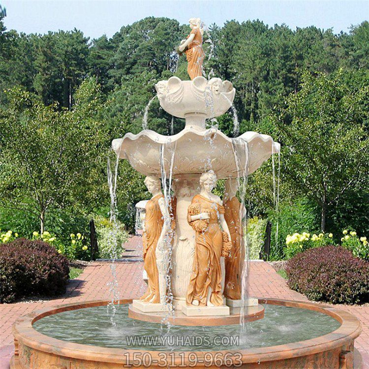 欧式人物装饰喷泉，西方美女石雕喷泉雕塑