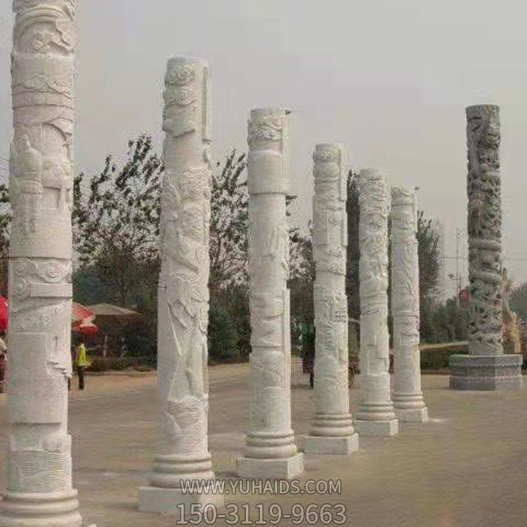 广场大型景观装饰大理石石雕文化龙柱雕塑