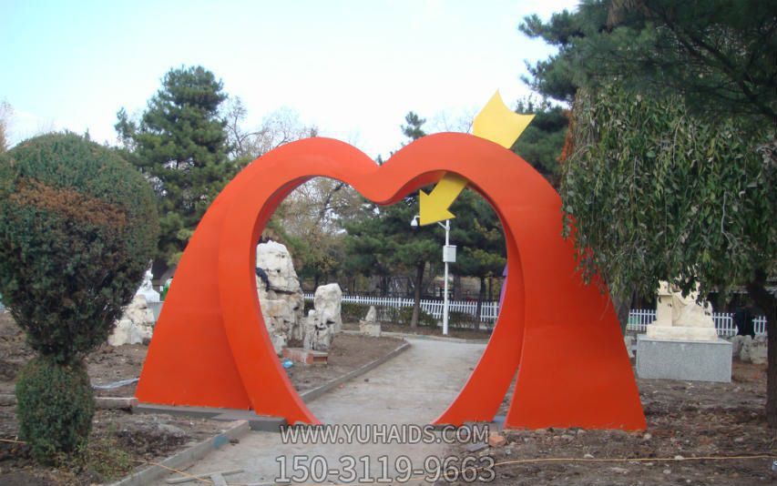 心形公园不锈钢拱门雕塑 心形公园不锈钢拱门雕塑