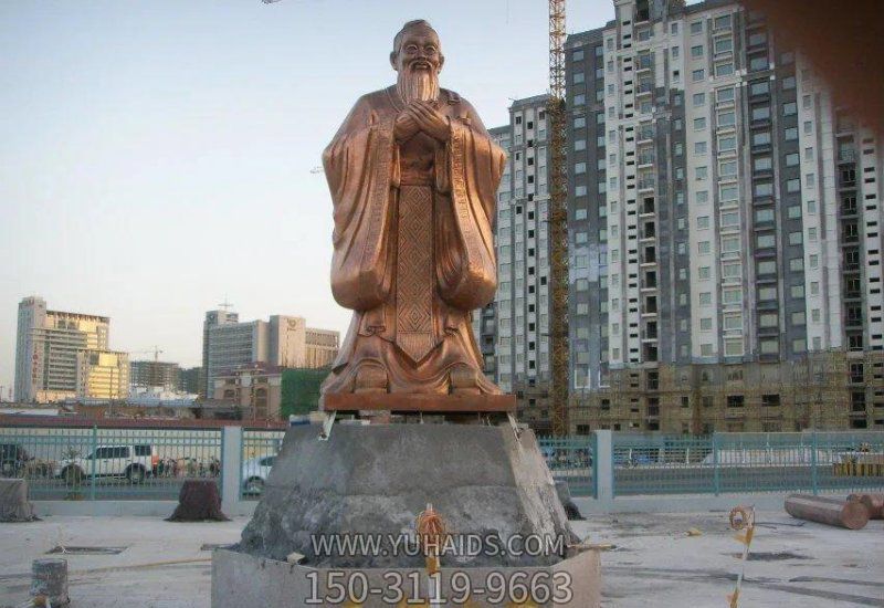 校园万世师表孔子铸造黄铜雕塑