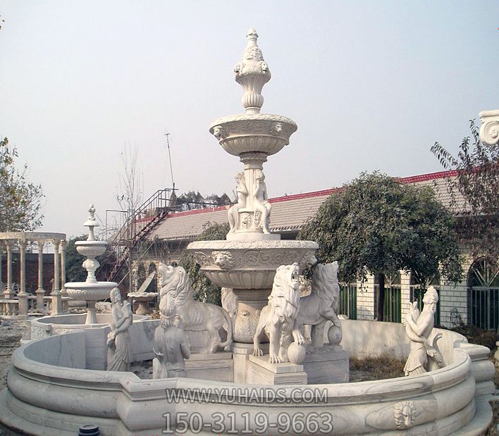 西欧式汉白玉水钵喷泉雕塑