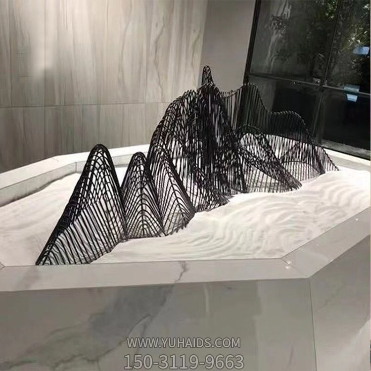 酒店大堂室内创意假山不锈钢铁艺造型雕塑