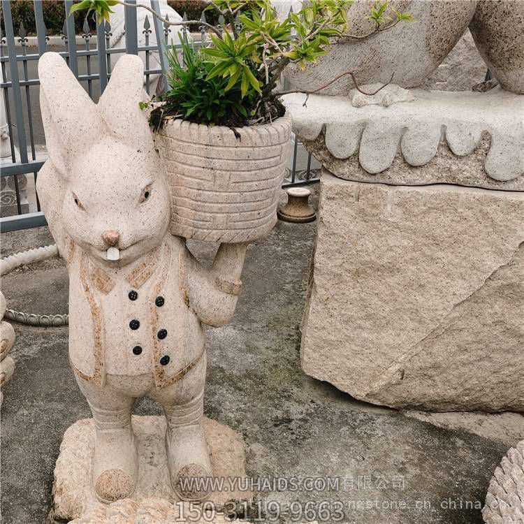 别墅酒店创意款动物造型石花钵花盆雕塑
