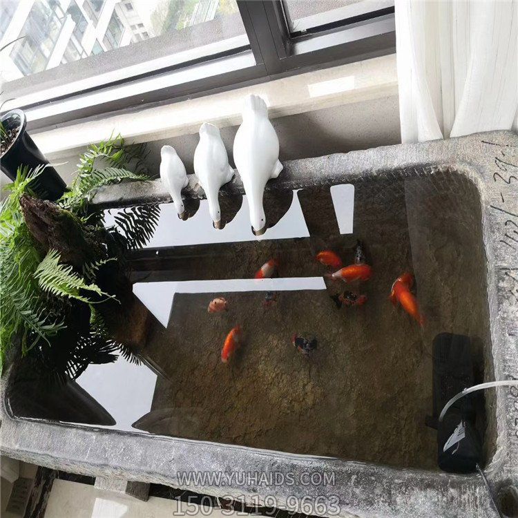 青石雕刻老石槽养鱼庭院阳台摆放水池雕塑