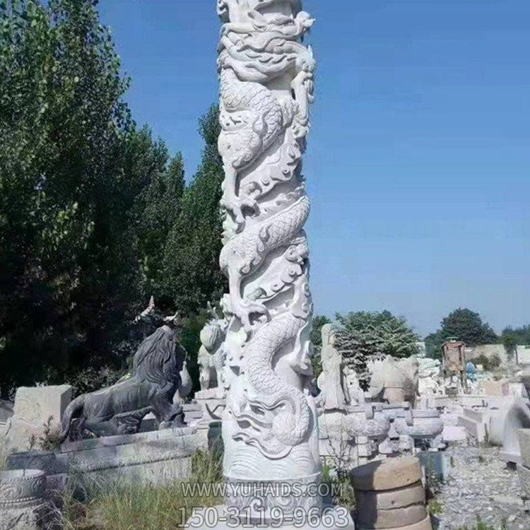 广场石龙柱 雕刻仿古石雕盘龙柱雕塑