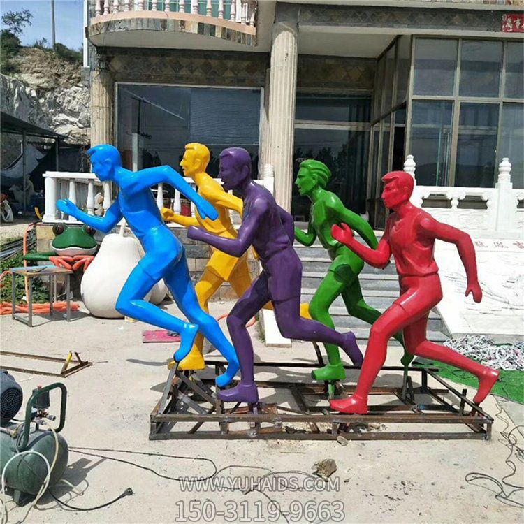 玻璃钢彩绘校园广场运动主题人物雕塑