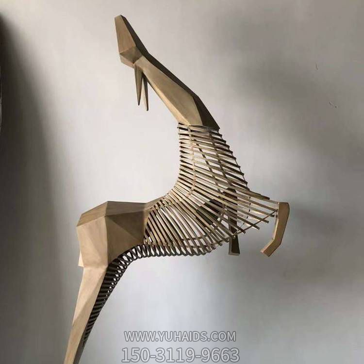 室内不锈钢艺术园林景观抽象动物鹿雕塑