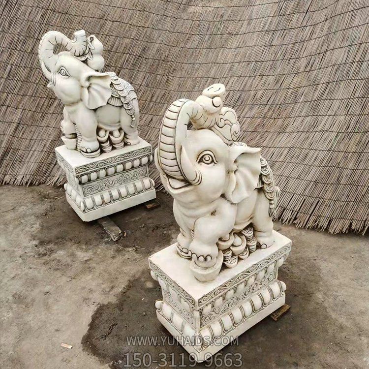 汉白玉石雕小象雕塑