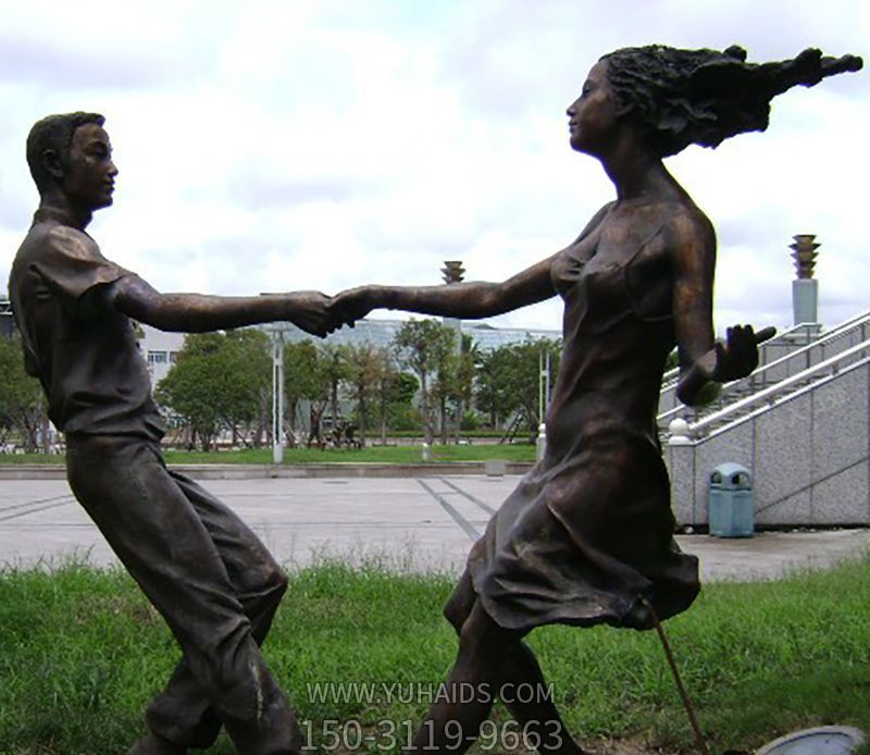 公园广场跳舞人物景观玻璃钢仿铜雕雕塑